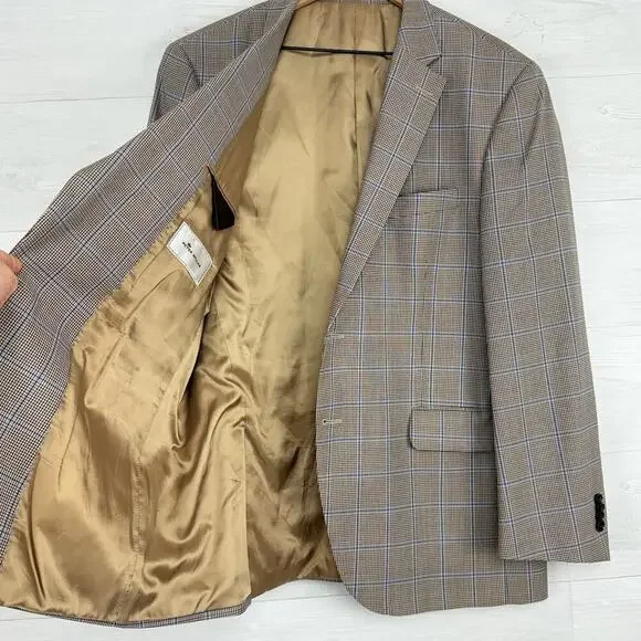 Peter Millar Crown Crafted Wool Sport Coat Blazer Men 44R Harrison Glen Plaid - Picture 6 of 16